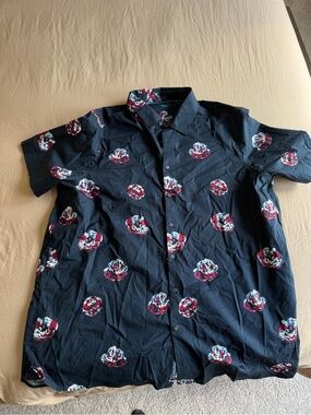 Perry Ellis Men's Navy Short-Sleeve Floral Button-Up Shirt
